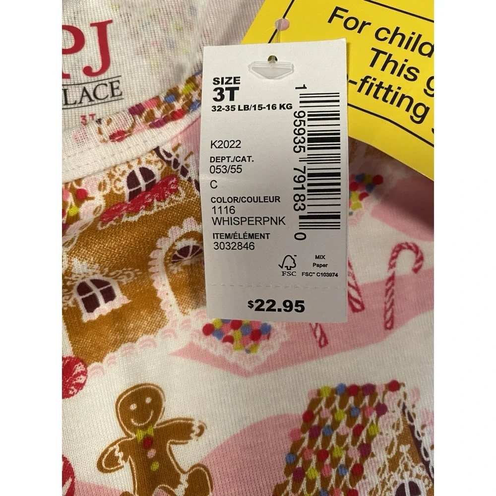 The Children's Place 3T Toddler Pink Gingerbread Cotton Pajama Top